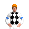 WHITE, BLACK DIAMOND CHECK, WHITE SLEEVES, BLUE ARMBANDS, Orange cap