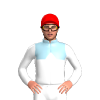LIGHT BLUE , WHITE HALVED , WHITE DIAMOND BAND , WHITE SLEEVES, Red cap