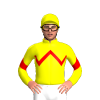 YELLOW, RED ZIGZAG CHEVRON, YELLOW SLEEVES, RED CHEVRON, Yellow cap