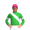 GREEN, WHITE RIGHT SASH, GREEN SLEEVES, WHITE DOUBLE ARMBAND, Pink cap