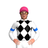 WHITE, BLACK DIAMOND CHECK, WHITE SLEEVES, BLUE ARMBANDS, Pink cap