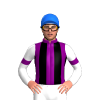 PURPLE, BLACK STRIPED, WHITE SLEEVES ,PURPLE ARMBAND, Blue cap