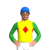 YELLOW, RED DIAMOND BAND, GREEN SLEEVES, Blue cap
