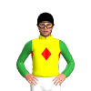 YELLOW, RED DIAMOND BAND, GREEN SLEEVES, Black cap