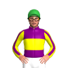 PURPLE,YELLOW BAND,YELLOW SLEEVES,PURPLE STRIPE, Green cap