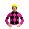 MAGENTA, BLACK DIAMOND CHECK, ARMBAND, BLACK COLLAR, Yellow cap