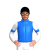 BLUE, WHITE SIX SPOTS, WHITE SLEEVES, BLUE ARMBANDS, Black cap