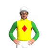 YELLOW, RED DIAMOND BAND, GREEN SLEEVES, White cap