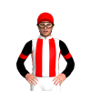 WHITE,RED STRIPES,BLACK SLEEVES,RED ARM BAND, Red cap