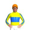 YELLOW, BLUE BAND,STRIPE SLEEVES, Orange cap