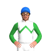 WHITE, GREEN ZIGZAG CHEVRON, GREEN SLEEVES, Blue cap