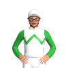 WHITE, GREEN ZIGZAG CHEVRON, GREEN SLEEVES, White cap