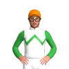 WHITE, GREEN ZIGZAG CHEVRON, GREEN SLEEVES, Orange cap