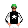 BLACK, WHITE STAR, WHITE SLEEVES, BLACK STRIPE, Green cap