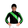 BLACK, GREEN RIGHT SASH, BLACK SLEEVES, GREEN STRIPE, Black cap