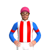 WHITE, RED STRIPES, BLUE SLEEVES, RED ARMBANDS, Pink cap
