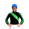 BLACK, GREEN RIGHT SASH, BLACK SLEEVES, GREEN STRIPE, Blue cap