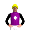PURPLE, WHITE DIAMOND BAND, BLACK SLEEVES, WHITE DIAMOND, Yellow cap