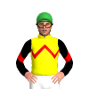 YELLOW, RED ZIGZAG CHEVRON,BLACK SLEEVES, RED CHEVRON, Green cap