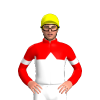RED, WHITE HALVES, WHITE DIAMOND BAND, RED SLEEVES, WHITE ARMBANDS, Yellow cap