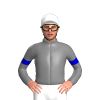 GREY, MEDIUM BLUE FIVE STARS, ARMBAND, White cap