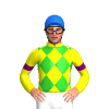 YELLOW, LIME GREEN DIAMOND CHECKS, PURPLE ARMBAND, Blue cap
