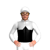 SILVER, BLACK HALVED, BLACK DIAMOND BAND, WHITE SLEEVES, White cap