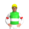 LIME GREEN, WHITE DOUBLE BAND, SLEEVES, RED ARMBANDS, Yellow cap
