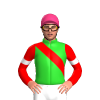 LIME GREEN, RED RIGHT SASH, RED SLEEVES, WHITE ARMBANDS, Pink cap