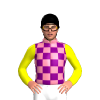 PINK SHERBET,PURPLE CHECKS,YELLOW SLEEVES, Black cap