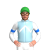 LIGHT BLUE , WHITE ZIGZAG CHEVRON, SLEEVES, BLUE ARMBANDS, Green cap