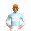 LIGHT BLUE, WHITE TWO ZIGZAG CHEVRON, LIGHT BLUE SLEEVES,WHITE TWO CHEVRONS, Orange cap