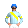 LIGHT BLUE,YELLOW RIGHT SASH,ARM BAND, Blue cap