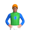 GREEN, BLUE DIAMOND BAND, BLUE SLEEVES, Orange cap