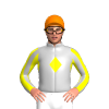 SILVER, YELLOW DIAMOND BAND , SILVER SLEEVES , YELLOW STRIPES, Orange cap