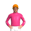 PINK, WHITE DIAMOND STRIPE SLEEVES, Orange cap
