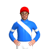 BLUE, WHITE RIGHT SASH, ARMBANDS, Red cap