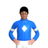 BLUE,WHITE DIAMOND BAND,WHITE ARMBANDS, Black cap
