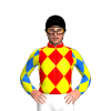 RED, YELLOW DIAMOND CHECK, BLUE SLEEVES, YELLOW DIAMONDS, Black cap