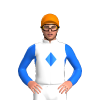 WHITE, BLUE DIAMOND BAND, BLUE SLEEVES, WHITE DIAMOND, Orange cap