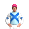 LIGHT BLUE,DENIM CROSSED SASH,WHITE SLEEVES,DENIM DOUBLE ARMBANDS, Pink cap
