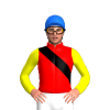 RED, BLACK RIGHT SASH, YELLOW SLEEVES, Blue cap