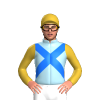 LIGHT BLUE,BLUE CROSSED SASH,GOLD SLEEVES,CAP