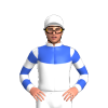 White, Royal Blue Yoke, Hooped Sleeves