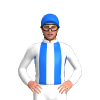 White, Blue Stripes And Cap