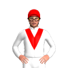 Red And Black Hoops, White Sleeves, Red Cap