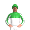 Green, White Halves, Striped Sleeves