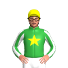 Green, Yellow Star, Green And White Striped Sleeves, Yellow Cap
