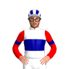 White, Dark Blue Band, Red Sleeves, Dark Blue Armbands, Red, White And Dark Blue Striped Cap