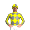 Yellow, Grey Diamonds, Striped Sleeves And Quartered Cap